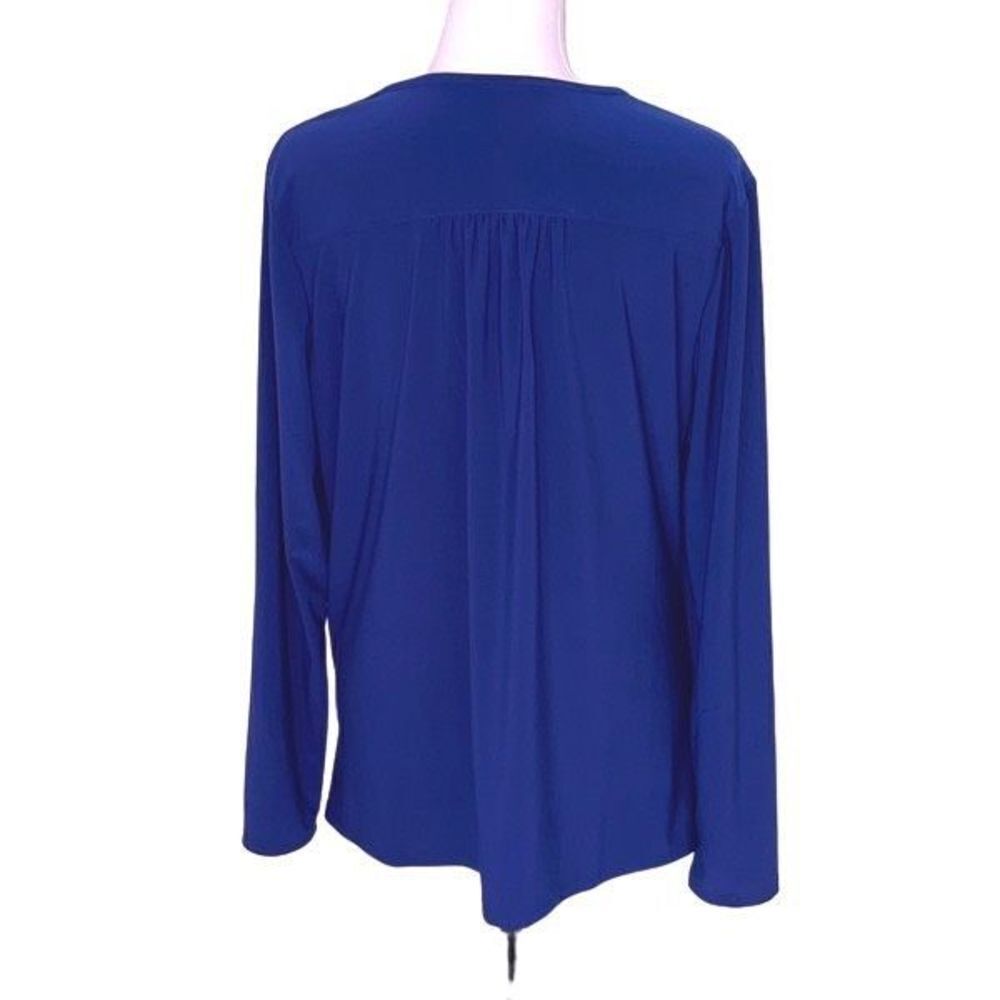 Coldwater Creek Women's Wrap Drape Top Long Sleeve Shirt Layered Blue Large - Picture 3 of 7
